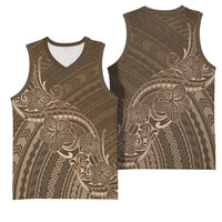 Brown Polynesia Plumeria Tattoo Basketball Jersey