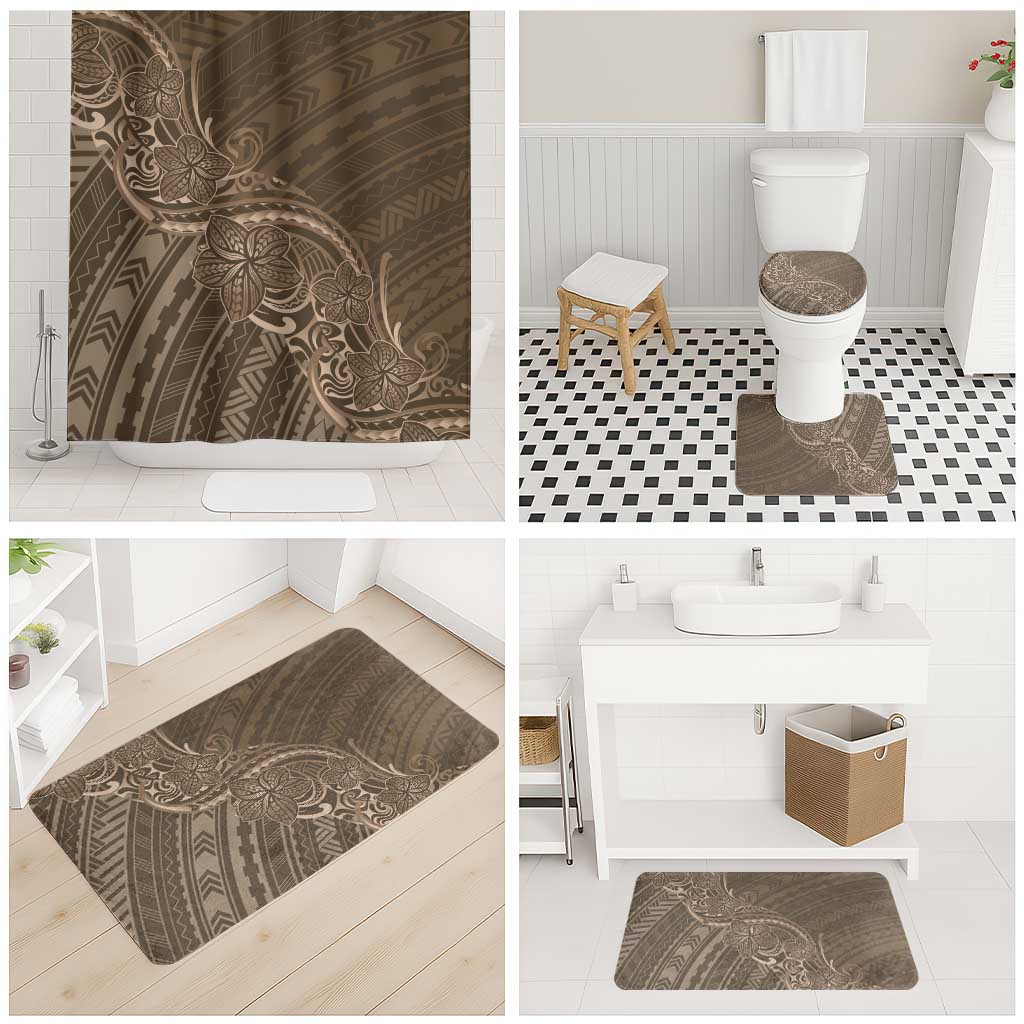 Brown Polynesia Plumeria Tattoo Bathroom Set