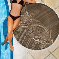 Brown Polynesia Plumeria Tattoo Beach Blanket
