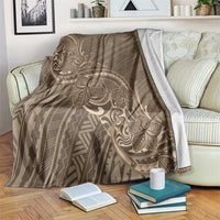 Brown Polynesia Plumeria Tattoo Blanket