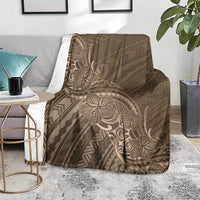 Brown Polynesia Plumeria Tattoo Blanket