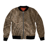 Brown Polynesia Plumeria Tattoo Bomber Jacket