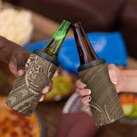 Brown Polynesia Plumeria Tattoo 4 in 1 Can Cooler Tumbler
