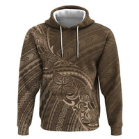 Brown Polynesia Plumeria Tattoo Hoodie