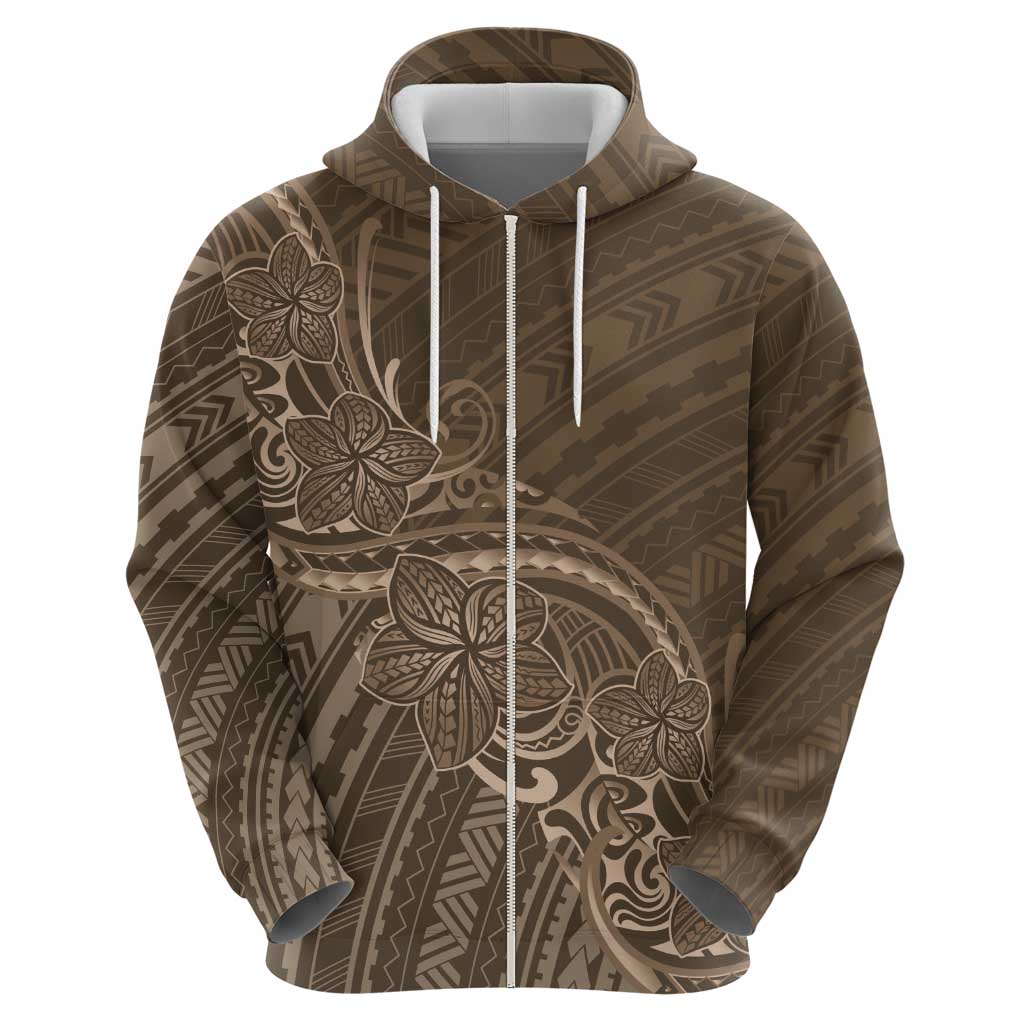 Brown Polynesia Plumeria Tattoo Hoodie