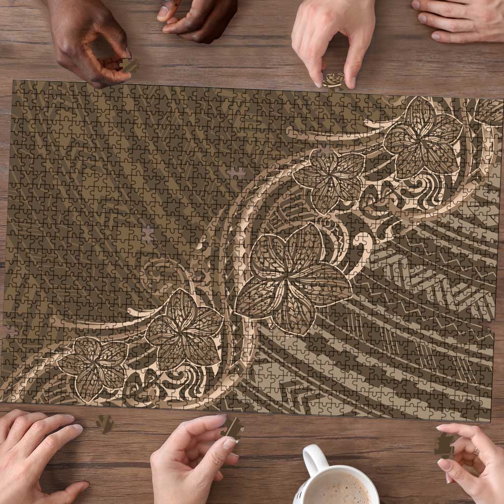 Brown Polynesia Plumeria Tattoo Puzzle