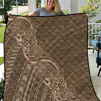 Brown Polynesia Plumeria Tattoo Quilt