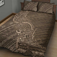 Brown Polynesia Plumeria Tattoo Quilt Bed Set