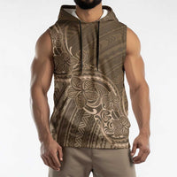 Brown Polynesia Plumeria Tattoo Sleeveless Hoodie