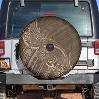 Brown Polynesia Plumeria Tattoo Spare Tire Cover