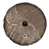 Brown Polynesia Plumeria Tattoo Spare Tire Cover