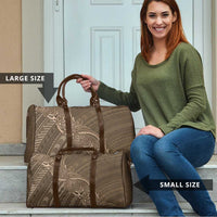 Brown Polynesia Plumeria Tattoo Travel Bag