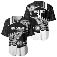 Custom New Zealand Silver Fern Petanque Baseball Jersey Aotearoa Maori Pattern