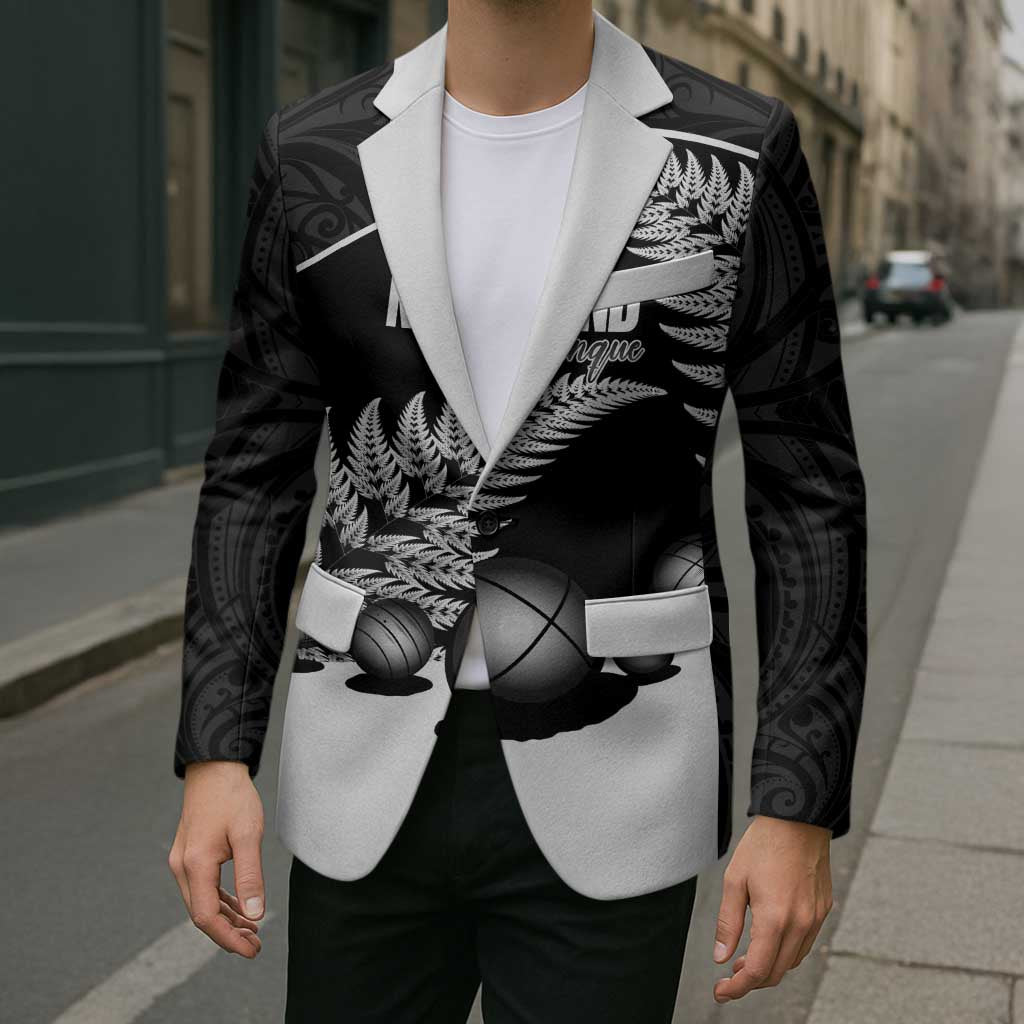 Custom New Zealand Silver Fern Petanque Blazer Aotearoa Maori Pattern