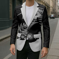Custom New Zealand Silver Fern Petanque Blazer Aotearoa Maori Pattern