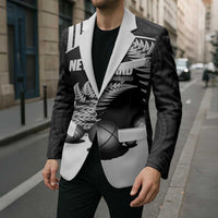 Custom New Zealand Silver Fern Petanque Blazer Aotearoa Maori Pattern