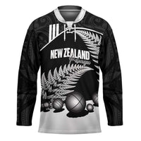 Custom New Zealand Silver Fern Petanque Hockey Jersey Aotearoa Maori Pattern