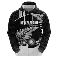 Custom New Zealand Silver Fern Petanque Hoodie Aotearoa Maori Pattern