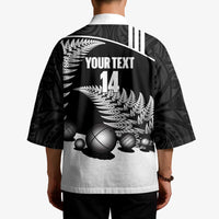 Custom New Zealand Silver Fern Petanque Kimono Aotearoa Maori Pattern