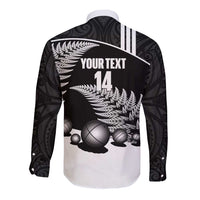 Custom New Zealand Silver Fern Petanque Long Sleeve Button Shirt Aotearoa Maori Pattern