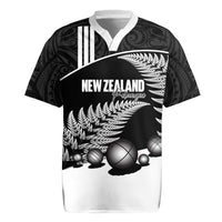 Custom New Zealand Silver Fern Petanque Rugby Jersey Aotearoa Maori Pattern LT14 Black - Polynesian Pride