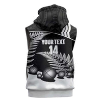 Custom New Zealand Silver Fern Petanque Sleeveless Hoodie Aotearoa Maori Pattern LT14 - Polynesian Pride