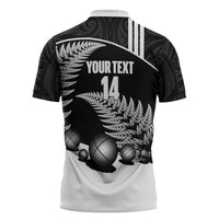 Custom New Zealand Silver Fern Petanque Zipper Polo Shirt Aotearoa Maori Pattern LT14 - Polynesian Pride