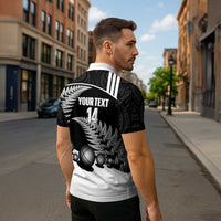 Custom New Zealand Silver Fern Petanque Zipper Polo Shirt Aotearoa Maori Pattern LT14 - Polynesian Pride
