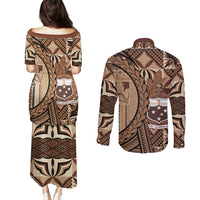 Samoa Siapo Couples Matching Puletasi and Long Sleeve Button Shirt Happy Independence Day Vintage Vibes