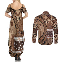 Samoa Siapo Couples Matching Summer Maxi Dress and Long Sleeve Button Shirt Happy Independence Day Vintage Vibes