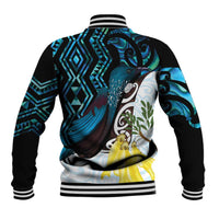 New Zealand Silver Fern Tui Bird Baseball Jacket Maori Kowhai Paua Shell Taniko Motifs