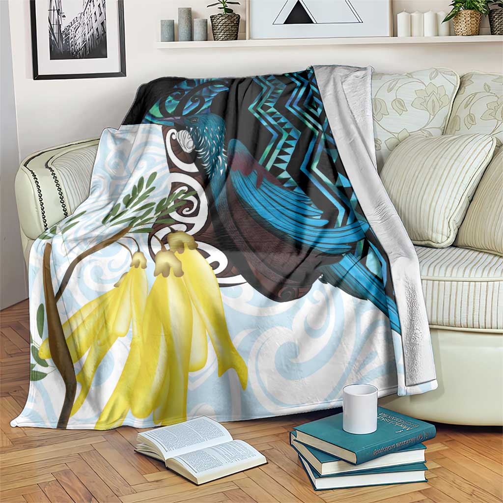 New Zealand Silver Fern Tui Bird Blanket Maori Kowhai Paua Shell Taniko Motifs