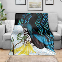 New Zealand Silver Fern Tui Bird Blanket Maori Kowhai Paua Shell Taniko Motifs