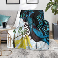 New Zealand Silver Fern Tui Bird Blanket Maori Kowhai Paua Shell Taniko Motifs