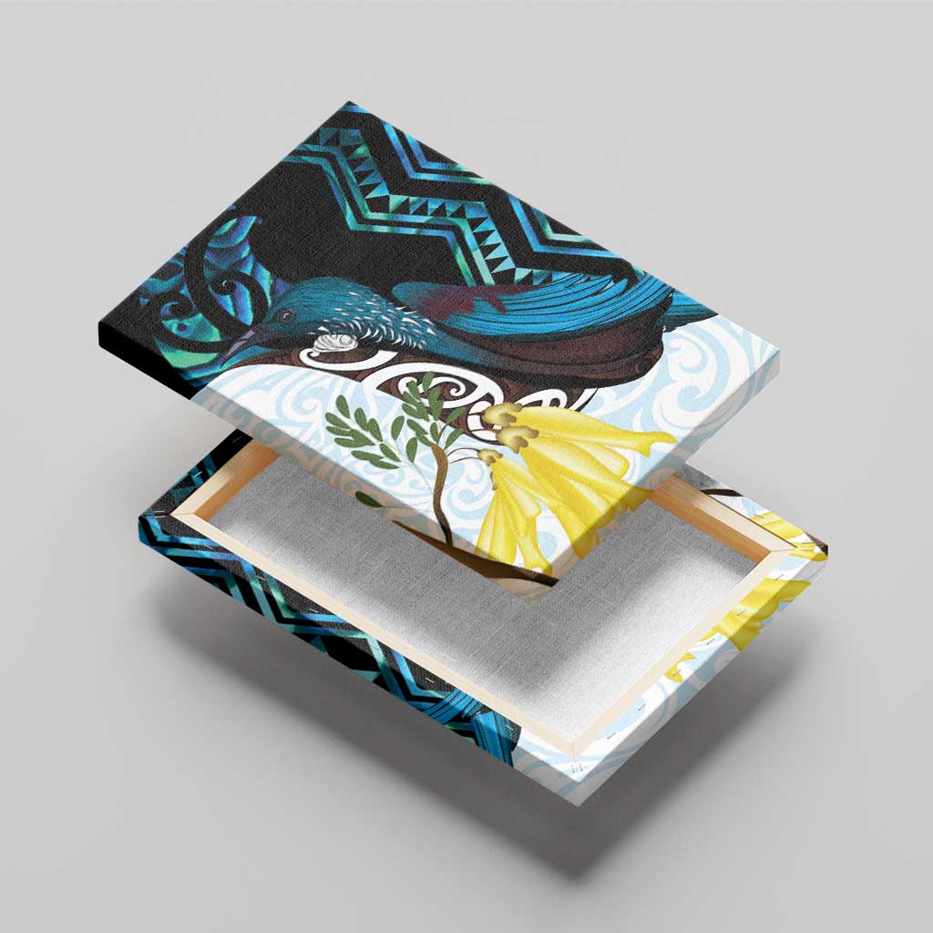 New Zealand Silver Fern Tui Bird Canvas Wall Art Maori Kowhai Paua Shell Taniko Motifs