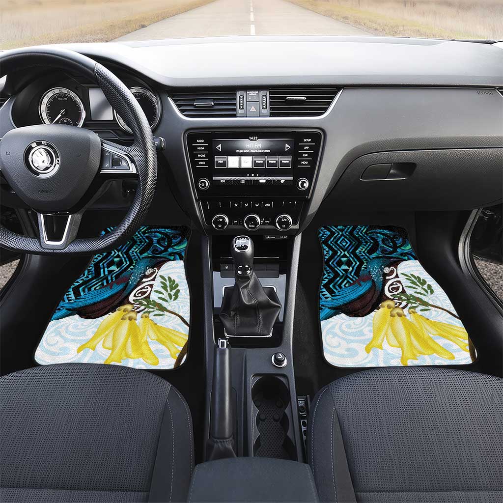 New Zealand Silver Fern Tui Bird Car Mats Maori Kowhai Paua Shell Taniko Motifs