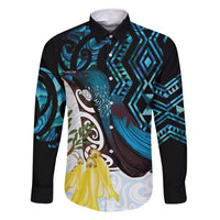 New Zealand Silver Fern Tui Bird Family Matching Long Sleeve Bodycon Dress and Hawaiian Shirt Maori Kowhai Paua Shell Taniko Motifs