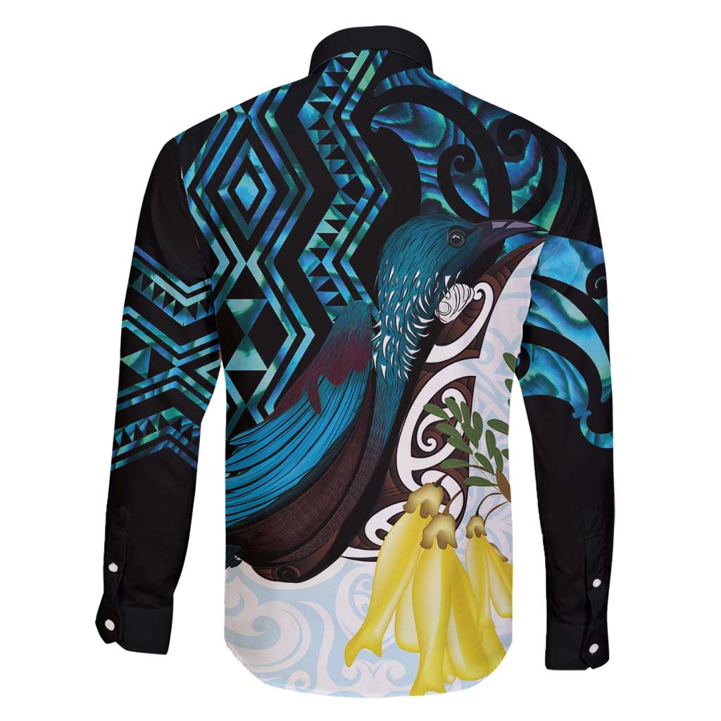 New Zealand Silver Fern Tui Bird Family Matching Off Shoulder Short Dress and Hawaiian Shirt Maori Kowhai Paua Shell Taniko Motifs