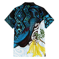 New Zealand Silver Fern Tui Bird Family Matching Summer Maxi Dress and Hawaiian Shirt Maori Kowhai Paua Shell Taniko Motifs