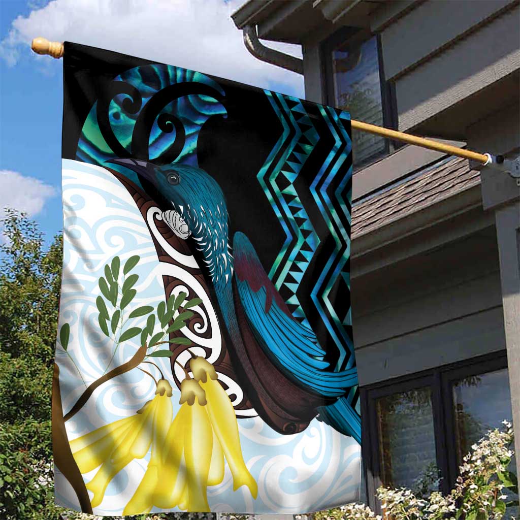 New Zealand Silver Fern Tui Bird Garden Flag Maori Kowhai Paua Shell Taniko Motifs