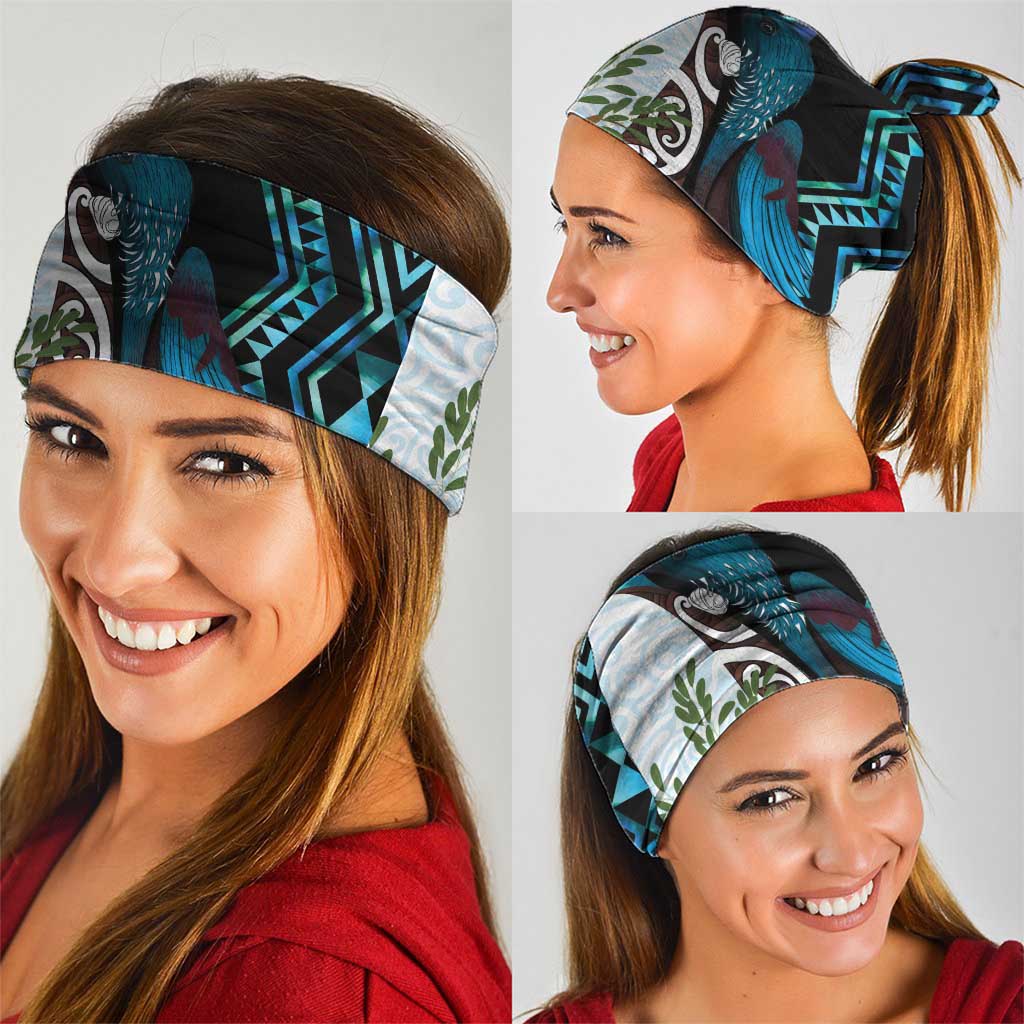 New Zealand Silver Fern Tui Bird Neck Gaiter Maori Kowhai Paua Shell Taniko Motifs - Polynesian Pride
