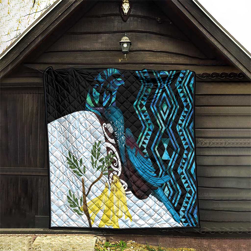 New Zealand Silver Fern Tui Bird Quilt Maori Kowhai Paua Shell Taniko Motifs