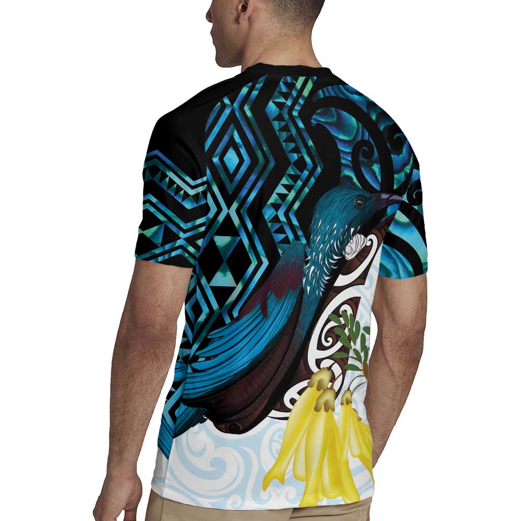New Zealand Silver Fern Tui Bird Rugby Jersey Maori Kowhai Paua Shell Taniko Motifs