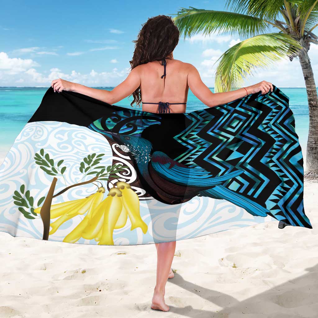 New Zealand Silver Fern Tui Bird Sarong Maori Kowhai Paua Shell Taniko Motifs