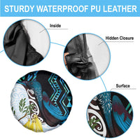 New Zealand Silver Fern Tui Bird Spare Tire Cover Maori Kowhai Paua Shell Taniko Motifs