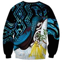 New Zealand Silver Fern Tui Bird Sweatshirt Maori Kowhai Paua Shell Taniko Motifs