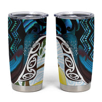 New Zealand Silver Fern Tui Bird Tumbler Cup Maori Kowhai Paua Shell Taniko Motifs