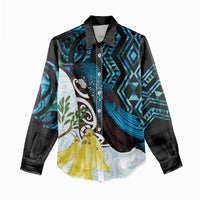 New Zealand Silver Fern Tui Bird Women Casual Shirt Maori Kowhai Paua Shell Taniko Motifs