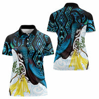 New Zealand Silver Fern Tui Bird Women Polo Shirt Maori Kowhai Paua Shell Taniko Motifs