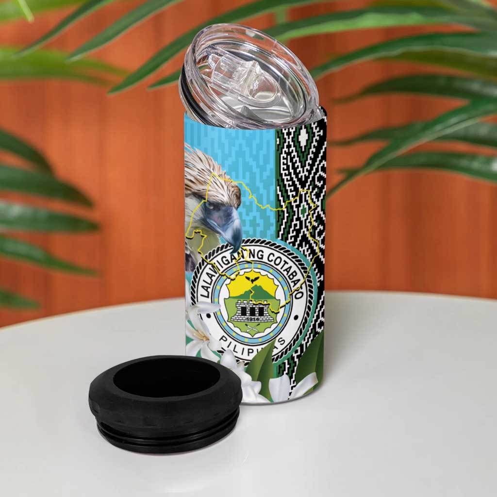 Cotabato Philippines Province 4 in 1 Can Cooler Tumbler Filipino Eagle Sampaguita Tinalak Pattern